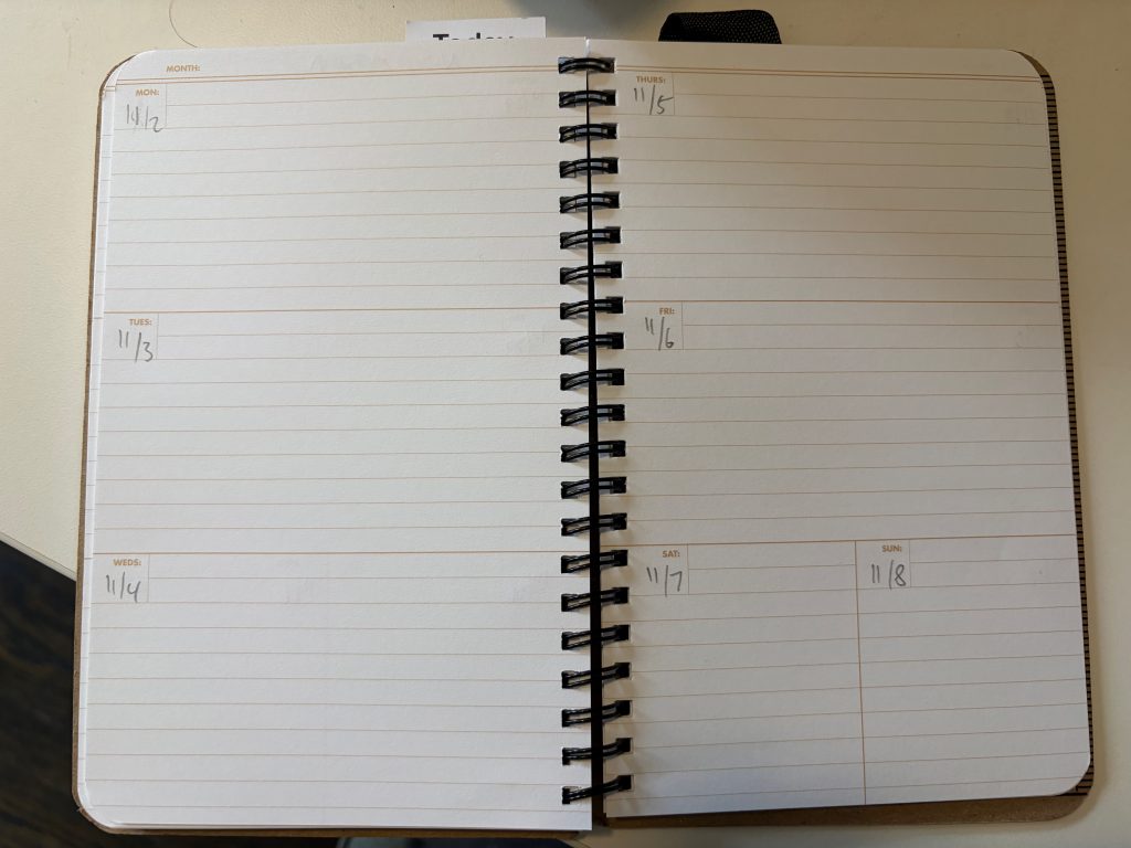 Field Notes Weekly Planner Inside